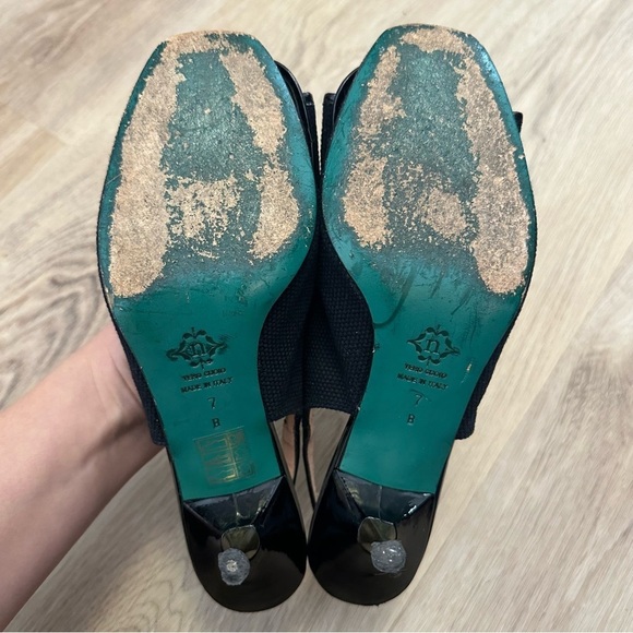 Nanette Lepore Black Canvas Bow Slingback Heels size 7 - Picture 9 of 9